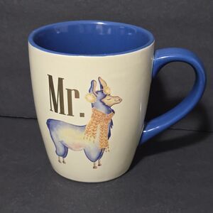 FAO Schwarz Toy Store Gold Mr. Llama Scarf Ear Muffs Jumbo Blue 18oz‎ Coffee Mug